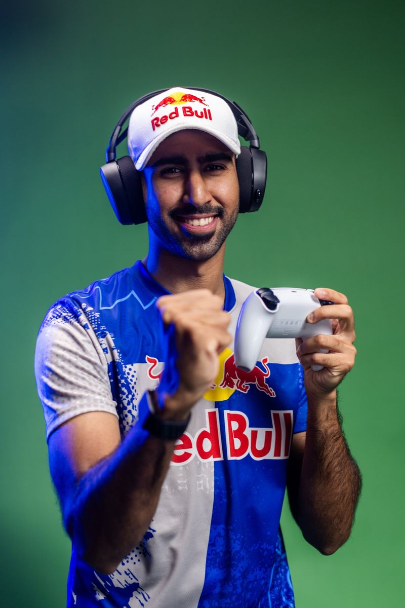 Ahmed Elmeghaseb in a Red Bull esports jersey